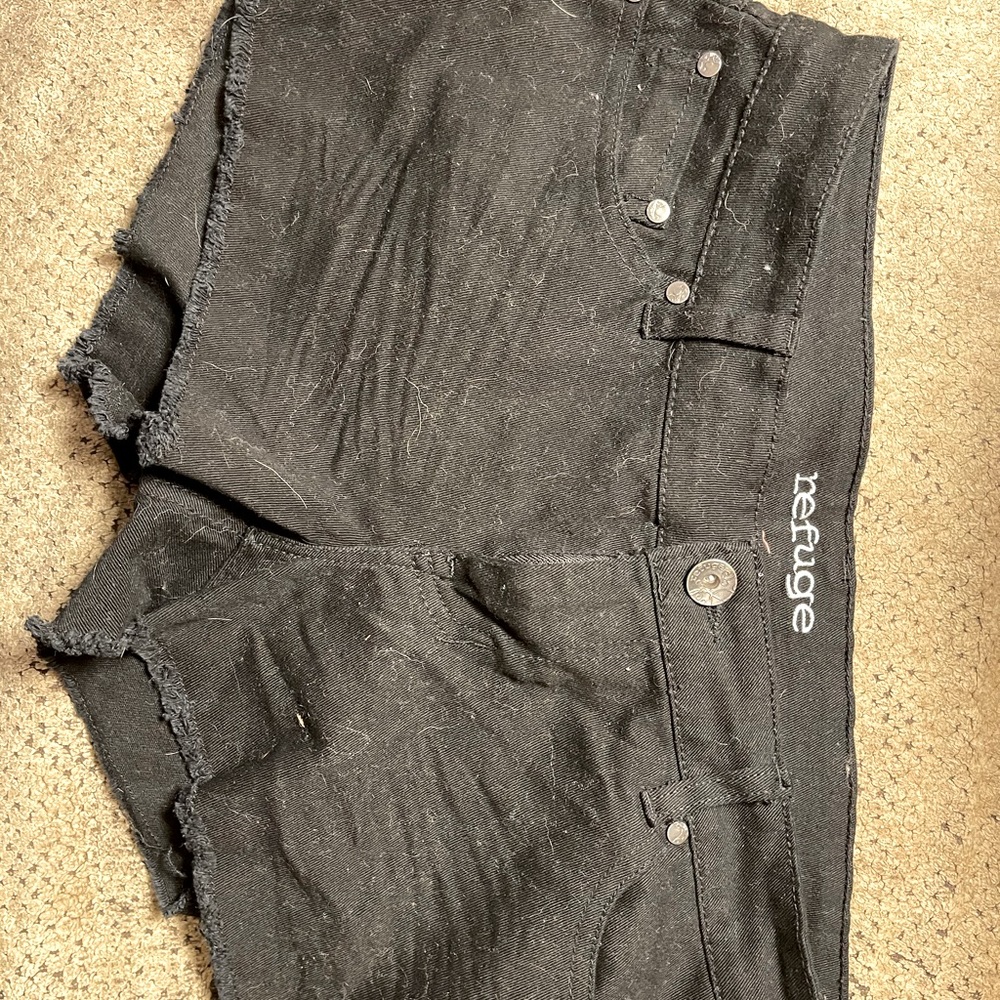 Black denim shorts